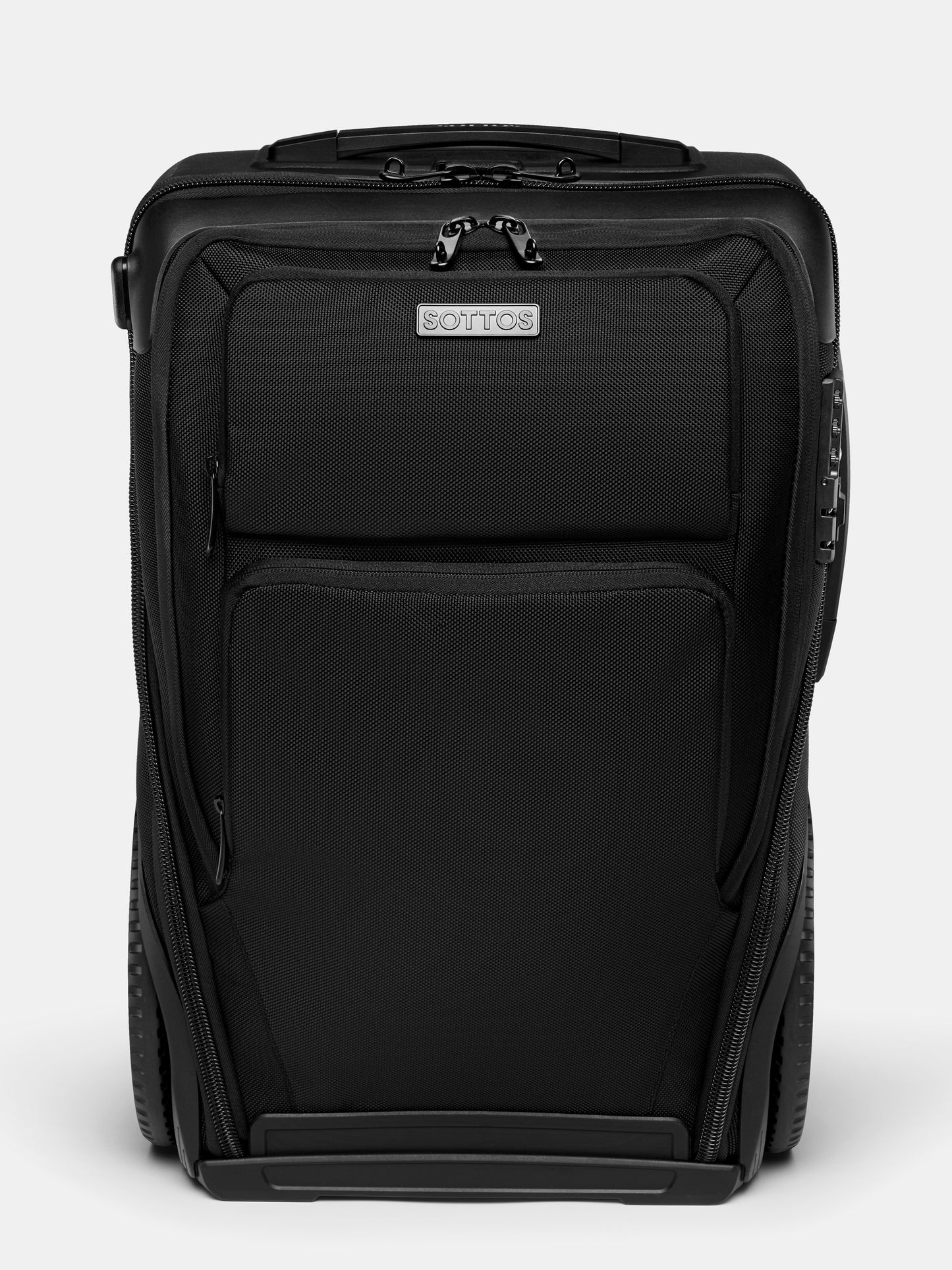 Front view of the SOTTOS Carry-on luggage in black. 